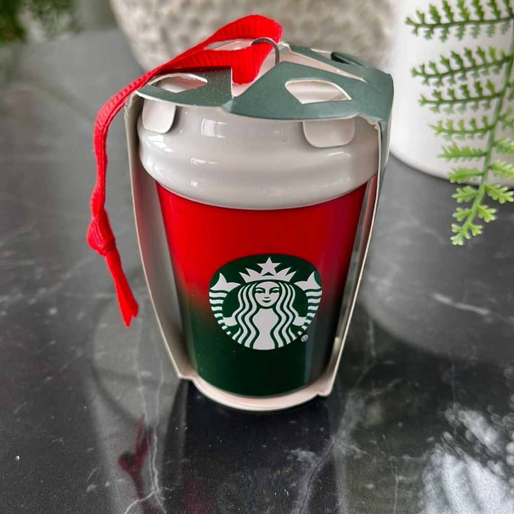 Starbucks holiday ornament from the 2021 collection.  Red to green fade.  NWT